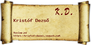 Kristóf Dezső névjegykártya